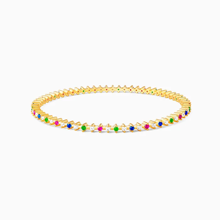 women's cushion cut necklace-Golden Multicolour Celebration Bangle