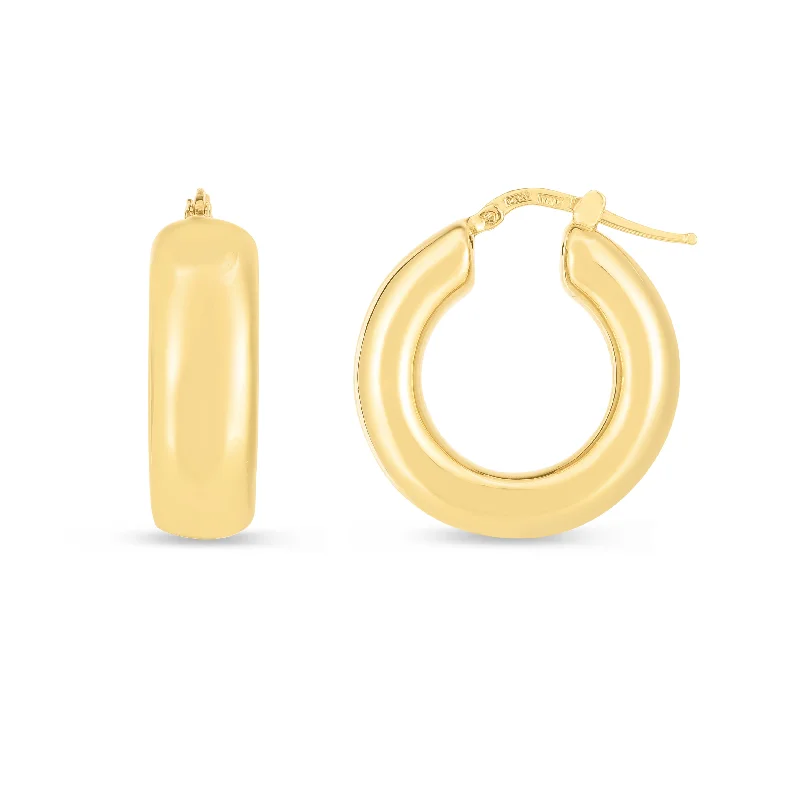 women's vintage ring-14K Medium Puffy Hoops