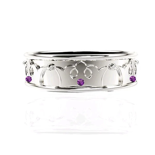 women's bohemian engagement ring-ROYAL EDINBURGH LUCKENBOOTH AMETHYST WEDDING RING