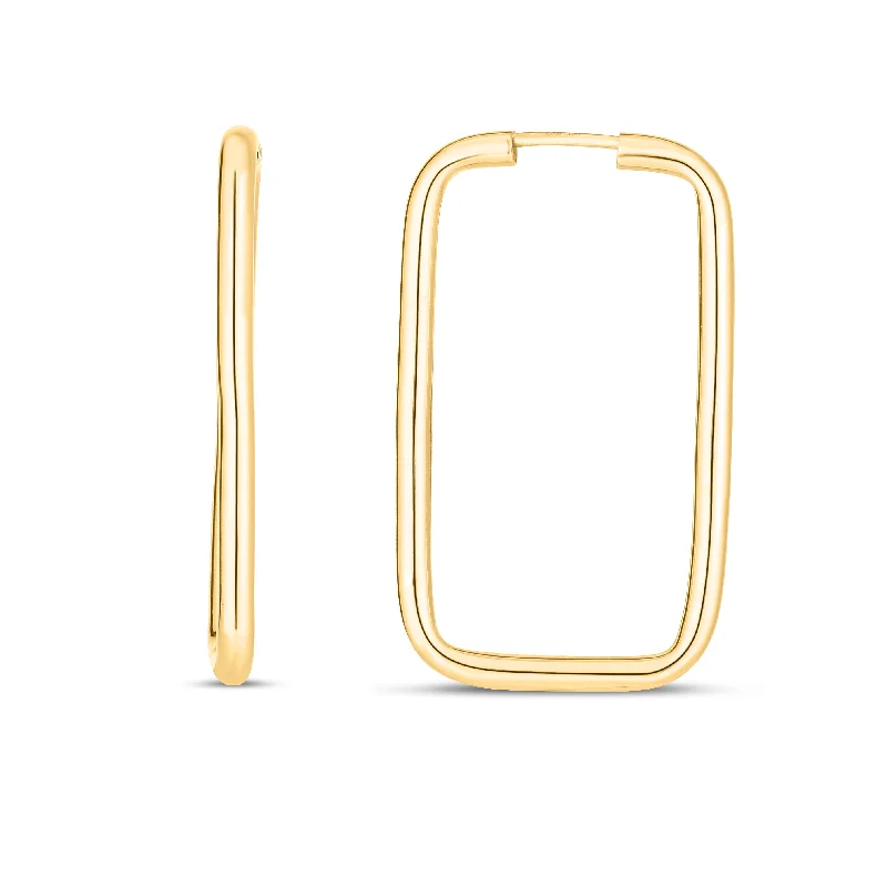 women's pear-shaped ring-14K Endless Rectangle Hoops