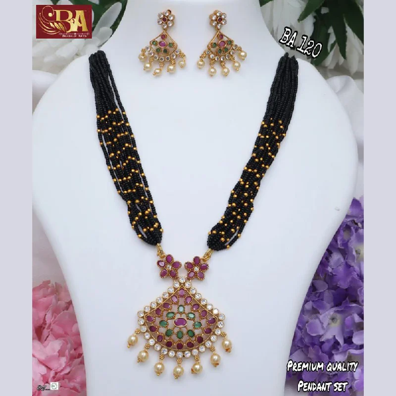 women's mother-daughter necklace-Bhargav Arts Gold Plated Long Necklace Set