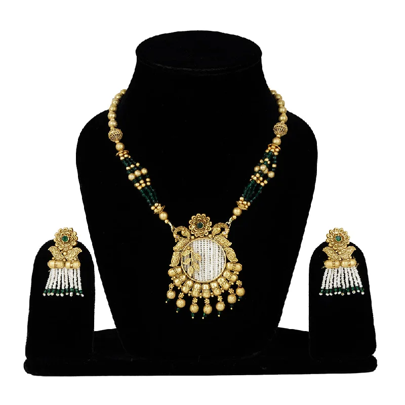 women's bar necklace-Exotica Collection Antique Long Necklace Set