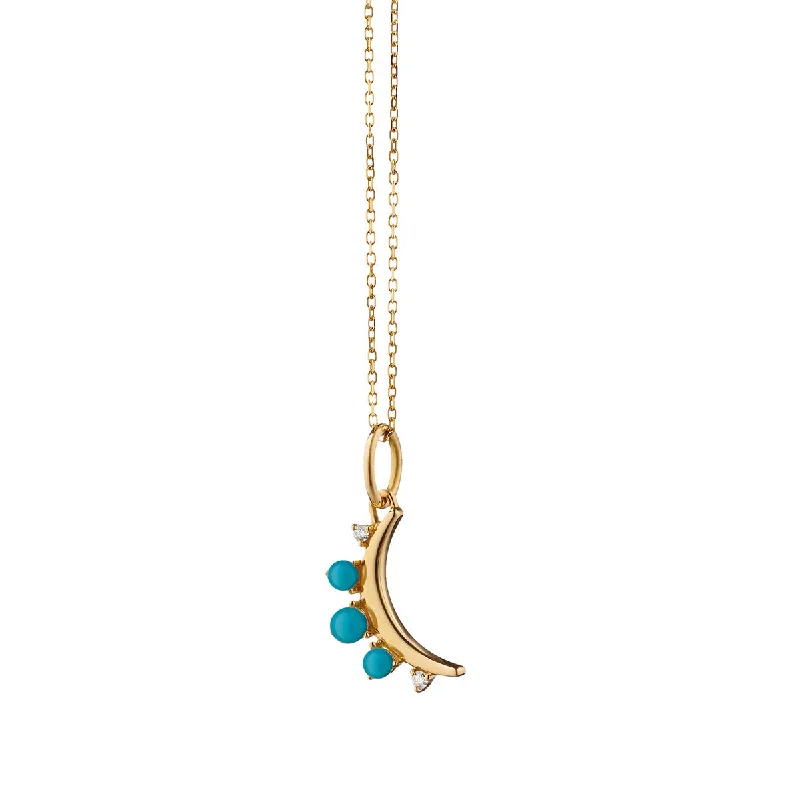 women's elegant necklace-December Turquoise Moon Birthstone Necklace