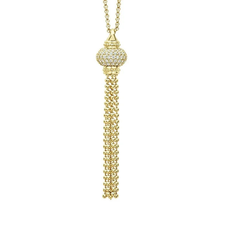 women's handmade necklace-Diamond Tassel Necklace