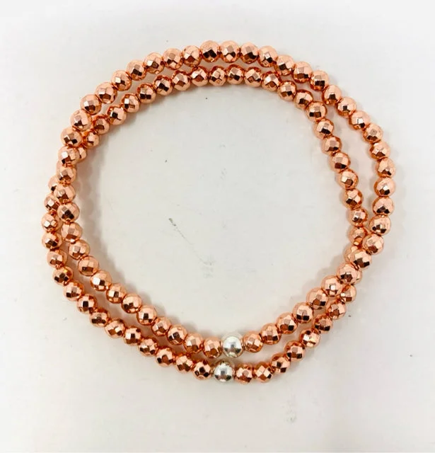 women's rectangle necklace-Rose Gold Hematite Bracelet