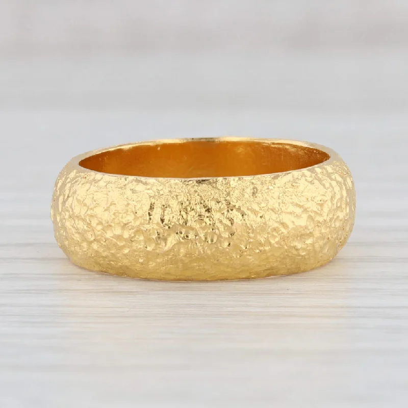 women's marquise engagement ring-Custom Textured Band 9999 Fine Yellow Gold Size 8.5 Stackable Wedding Ring