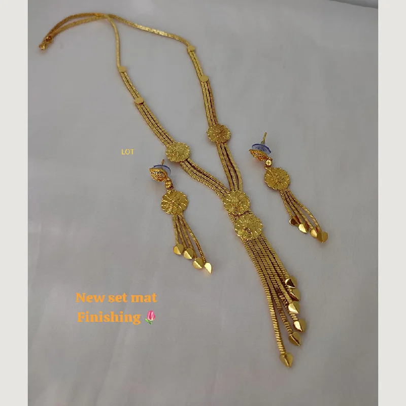 women's snake necklace-Lucentarts Jewellery Gold Plated Long  Necklace Set