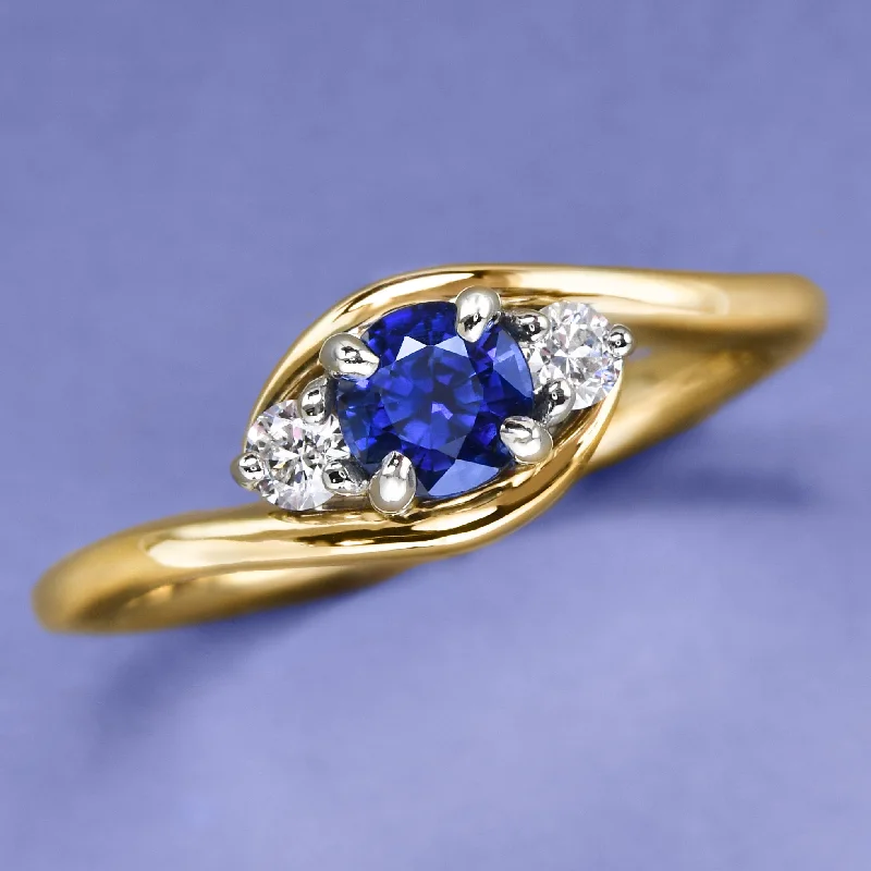 women's wide band ring-"Hug" Ring In Blue Sapphire