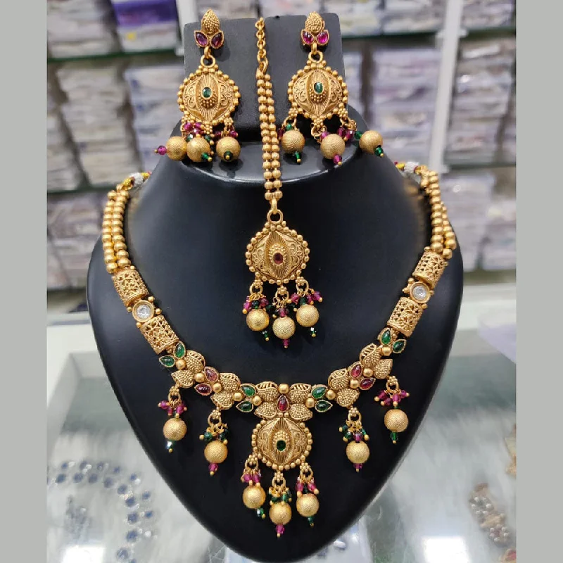 women's custom necklace-Manisha Jewellery Gold Plated Kundan Necklace Set