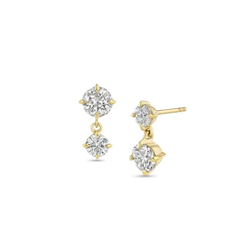 women's high-end ring-Large Alternating Drop Diamond Studs