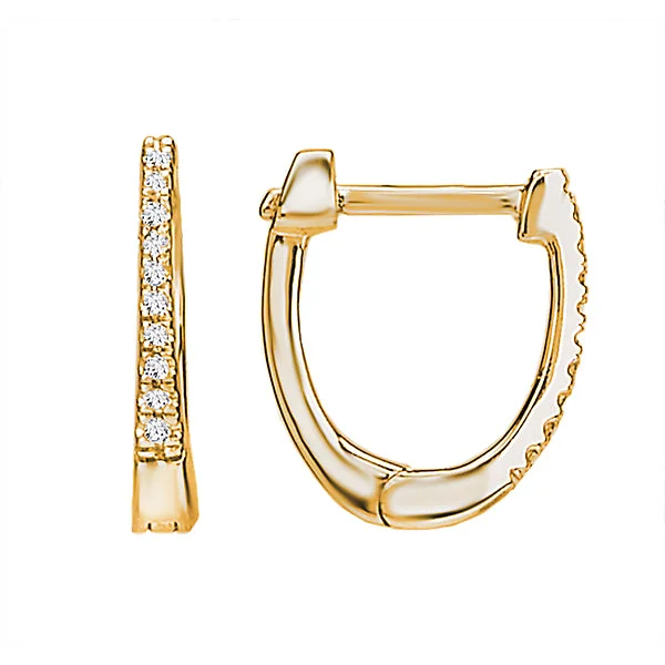 women's square ring-Ladies Diamond Huggie Hoops