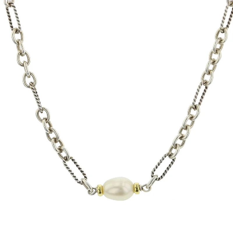 women's thin chain necklace-David Yurman Pearl Cable Link 36-Inch Necklace