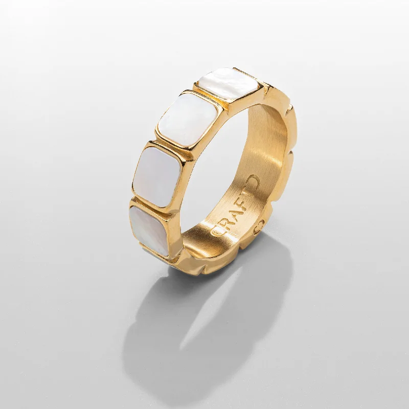 women's gothic ring-White Stone Band Ring (Gold)