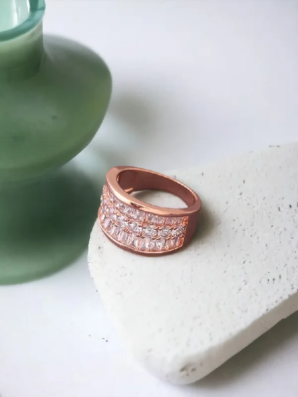 women's handmade ring-Rose Gold Sangram Zirconia Ring - EOSS