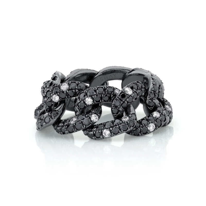 women's luxury ring-READY TO SHIP BLACK DIAMOND TWINKLE ESSENTIAL LINK RING