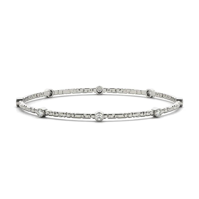 women's white gold necklace-0.80 ctw Round Diamond Bangle Bracelet Bezel Set