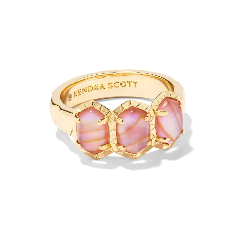 women's engagement ring-Kendra Scott | Daphne Gold Band Ring in Light Pink Iridescent Abalone