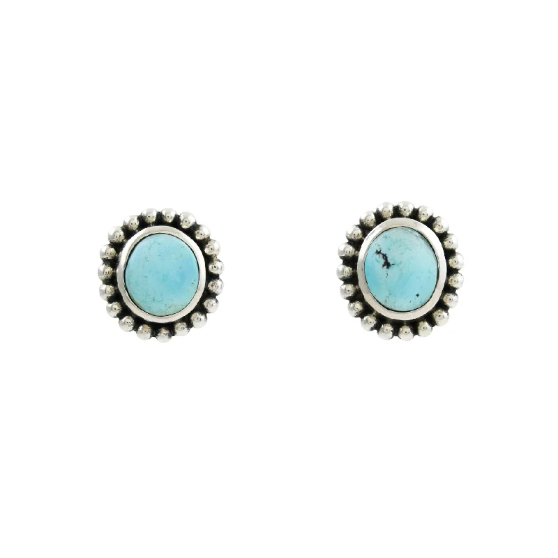 women's pearl ring-Granulated Silver Studs x Golden Hills Turquoise