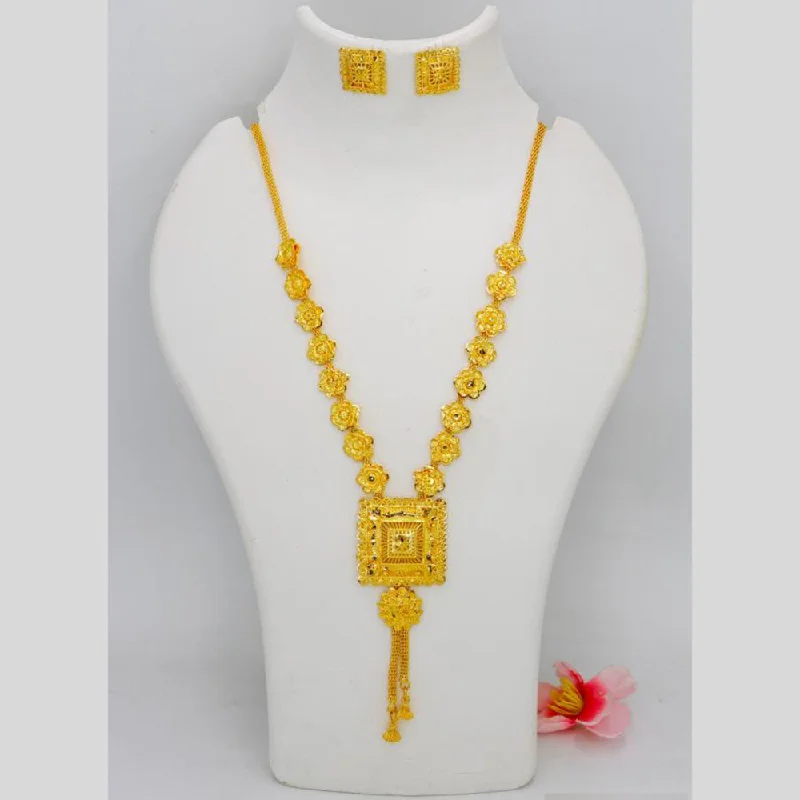 women's cross necklace-Mahavir Dye Gold Plated Necklace Set