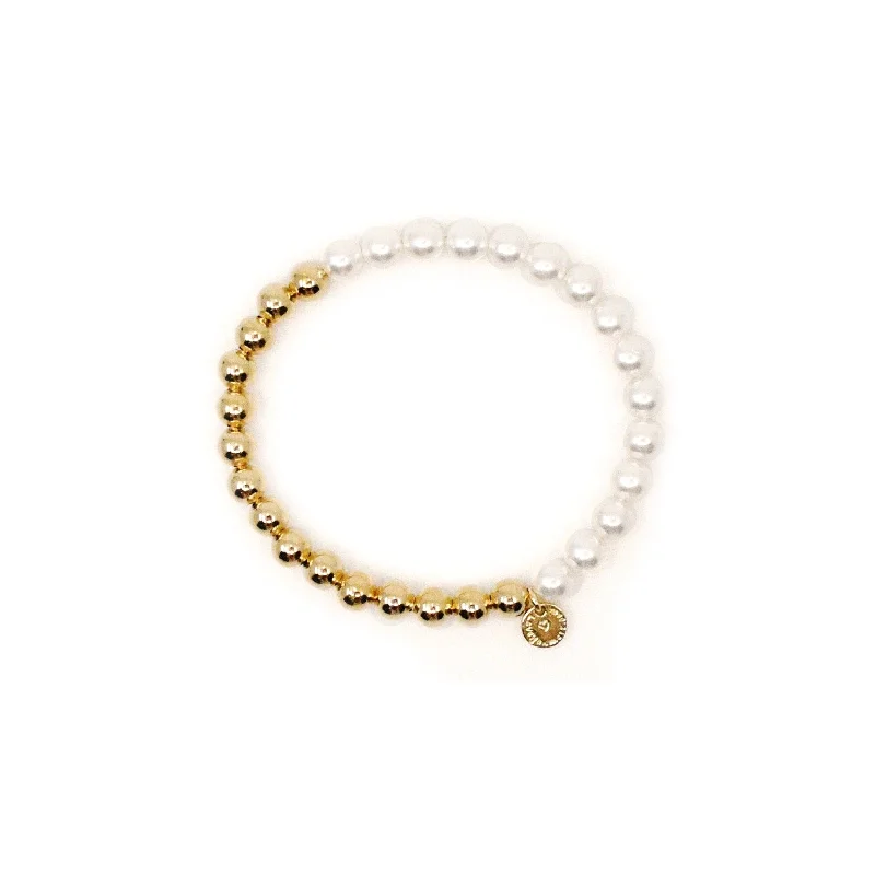 women's butterfly necklace-Eternity Pearl Bracelet in Gold