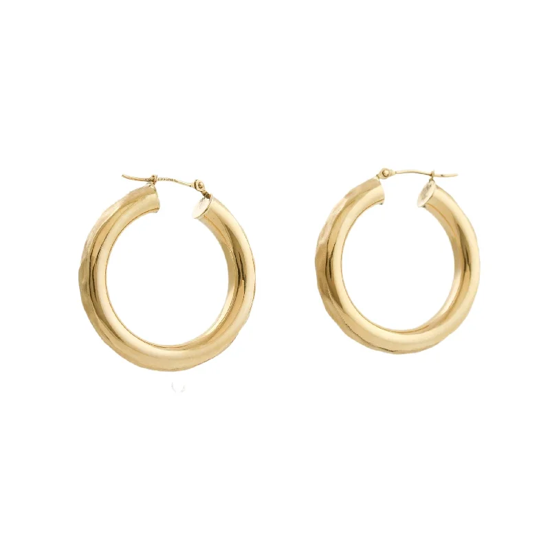 women's topaz ring-14k Hammered Tube Hoops