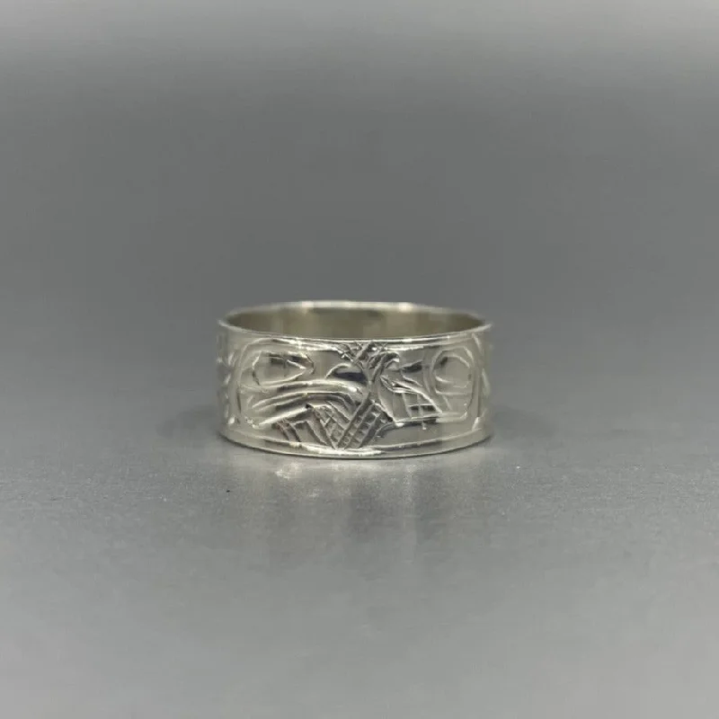 women's moissanite ring-Gene Chilton Ring Silver size 12.5 Eagle Killer Whale