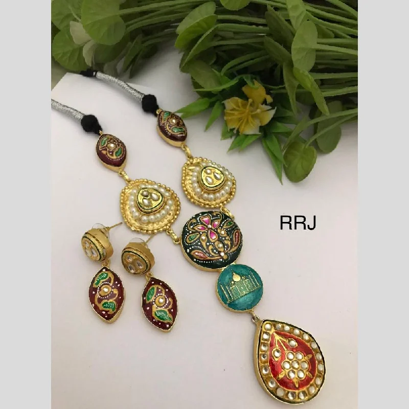 women's gothic necklace-FS Collection Gold Plated Multi Color Necklace Set