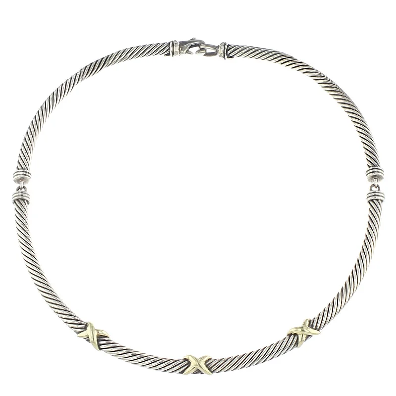 women's snake necklace-David Yurman Triple X Cable Collar Necklace