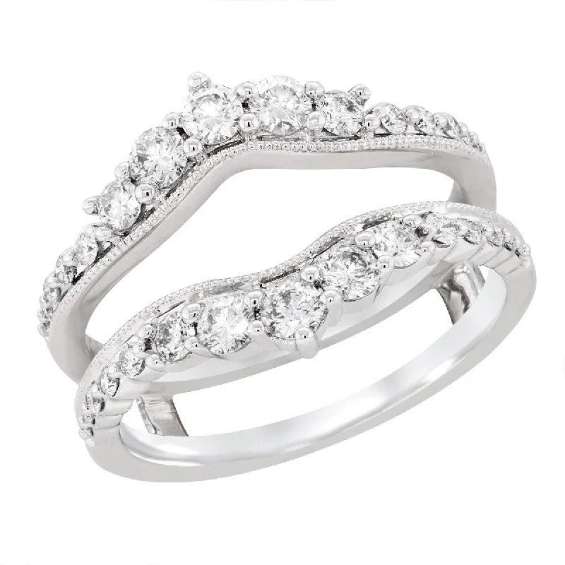 women's Hollywood-inspired engagement ring-WHITE GOLD DIAMOND WEDDING RING INSERT, .75 CT TW