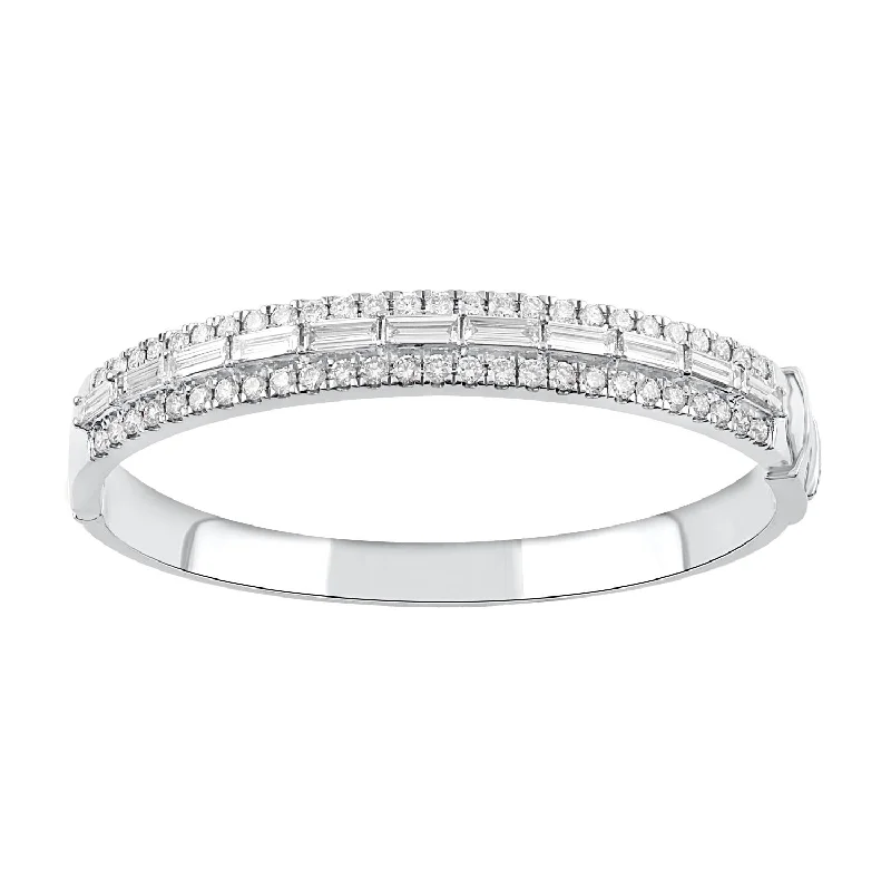 women's round necklace-Signature EcoLove 4-1/2 CTW Diamond Bangle Bracelet in 14KT White Gold