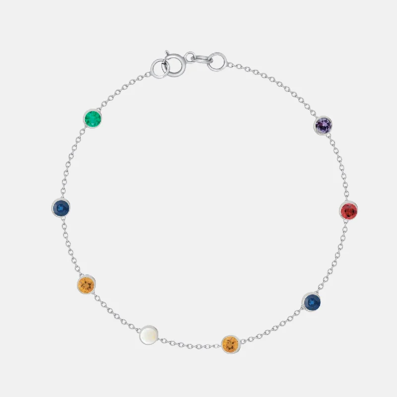 women's radiant cut necklace-14K Gold 8 Birthstone Charms Bracelet