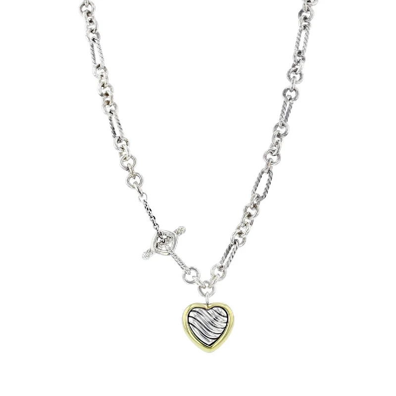 women's pearl necklace-David Yurman Cable Heart Figaro Necklace