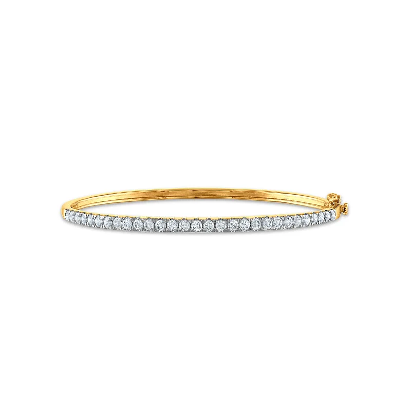 women's anniversary necklace-Signature EcoLove 2 CTW Lab Grown Diamond 7.25-inch Bangle Bracelet in 14KT Yellow Gold