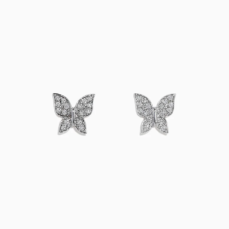 women's pear-shaped ring-14k White Gold Diamond butterfly studs, 0.30 TCW