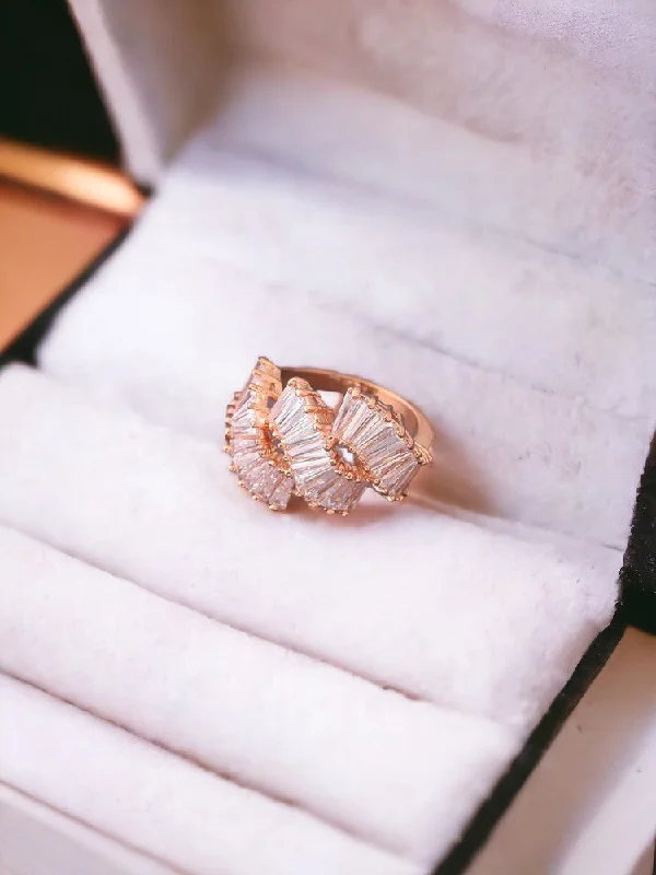 women's floral ring-Rose Gold Geeth Zirconia Ring - EOSS