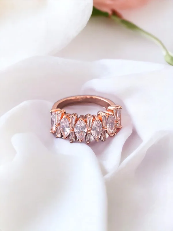 women's round ring-Rose Gold Doris Zirconia Ring - EOSS