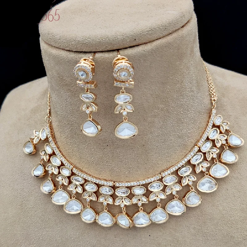 women's wedding necklace-Jewel Addiction Gold Plated Kundan Necklace Set