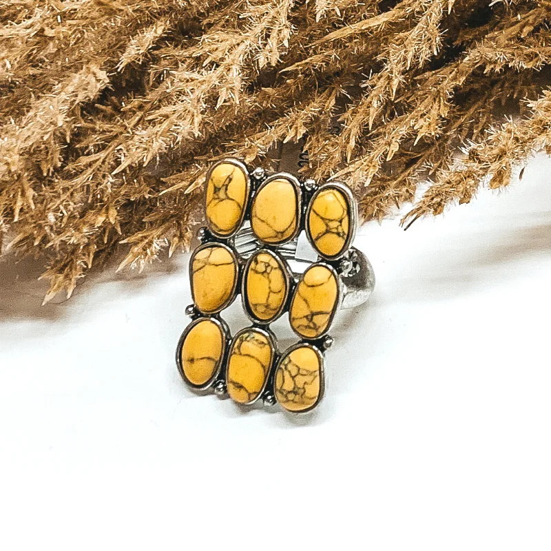 women's knuckle ring-Western Nine Stone Stretchy Ring in Yellow