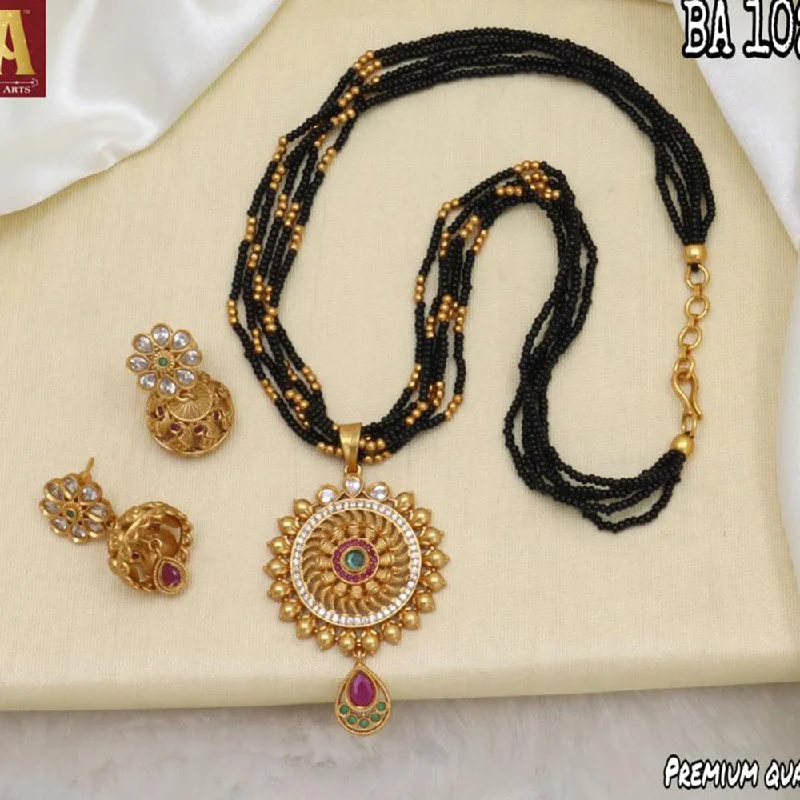 women's Valentine’s Day necklace-Bhargav Arts Gold Plated Long Necklace Set