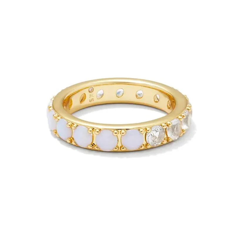 women's gold ring-Kendra Scott | Chandler Gold Band Ring in White Opalite Mix