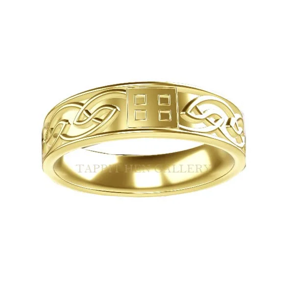 women's extravagant engagement ring-Edinburgh Celtic Rennie Mackintosh Wedding RIng in 9ct Yellow Gold