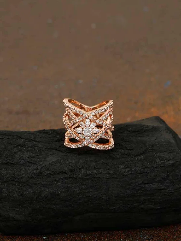 women's classic ring-Rose Gold Charan Zirconia Ring - EOSS