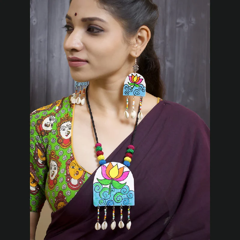 women's mother-daughter necklace-Pakhi Creation Handmade Long Necklace Set