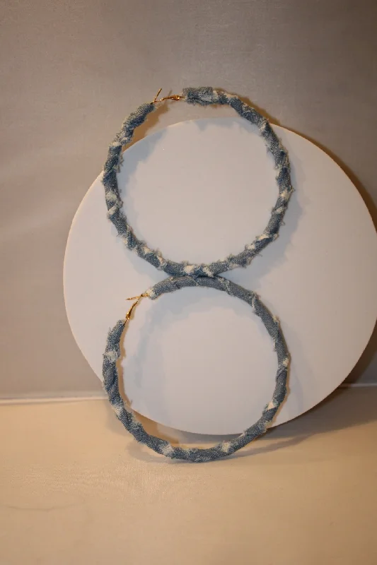 women's platinum ring-CF Denim Hoops