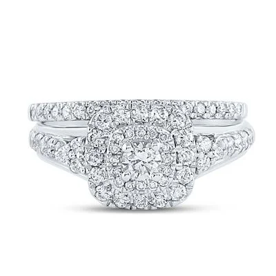 women's heart-shaped engagement ring-DIAMOND BRIDAL WEDDING RING SET 1 CTTW (CERTIFIED)