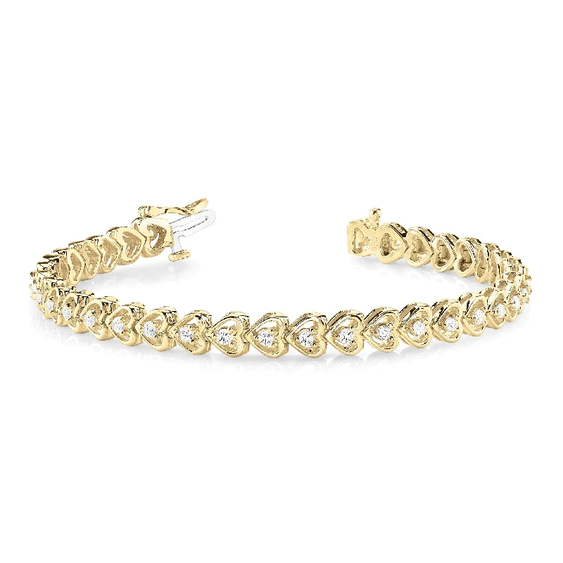 women's dainty necklace-1.25 ctw Round Diamond Hearth Shaped Tennis Bracelet