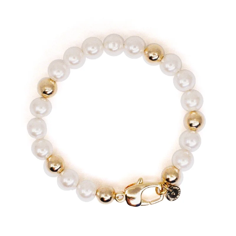 women's nature-inspired necklace-Eternity Forever Pearl Bracelet in Gold