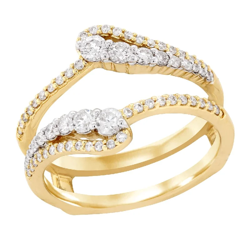 women's royal engagement ring-MODERN YELLOW GOLD WEDDING RING INSERT WITH 64 DIAMONDS, .62 CT TW