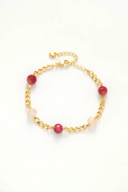 women's gothic necklace-Rosy Glow Gemstone Bracelet