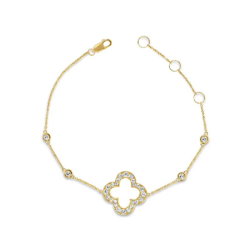 women's diamond necklace-Uneek Sweet-Pea Collection Clover Bracelet